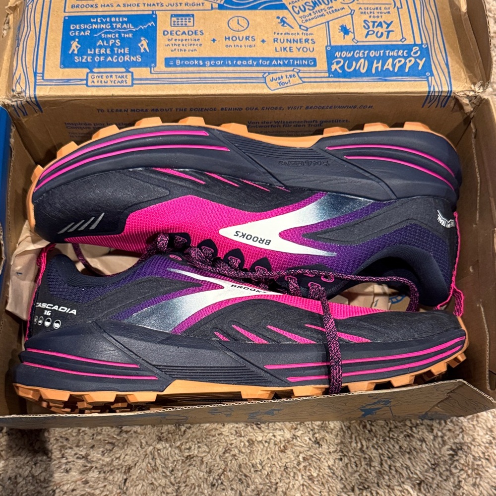 Brooks Women's Cascadia Trail Shoes - Fuchsia, Violet, and Charcoal